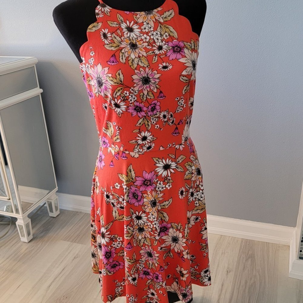 The General Good Orange Floral Scalloped Sun Dress NWOT - Picture 8 of 12